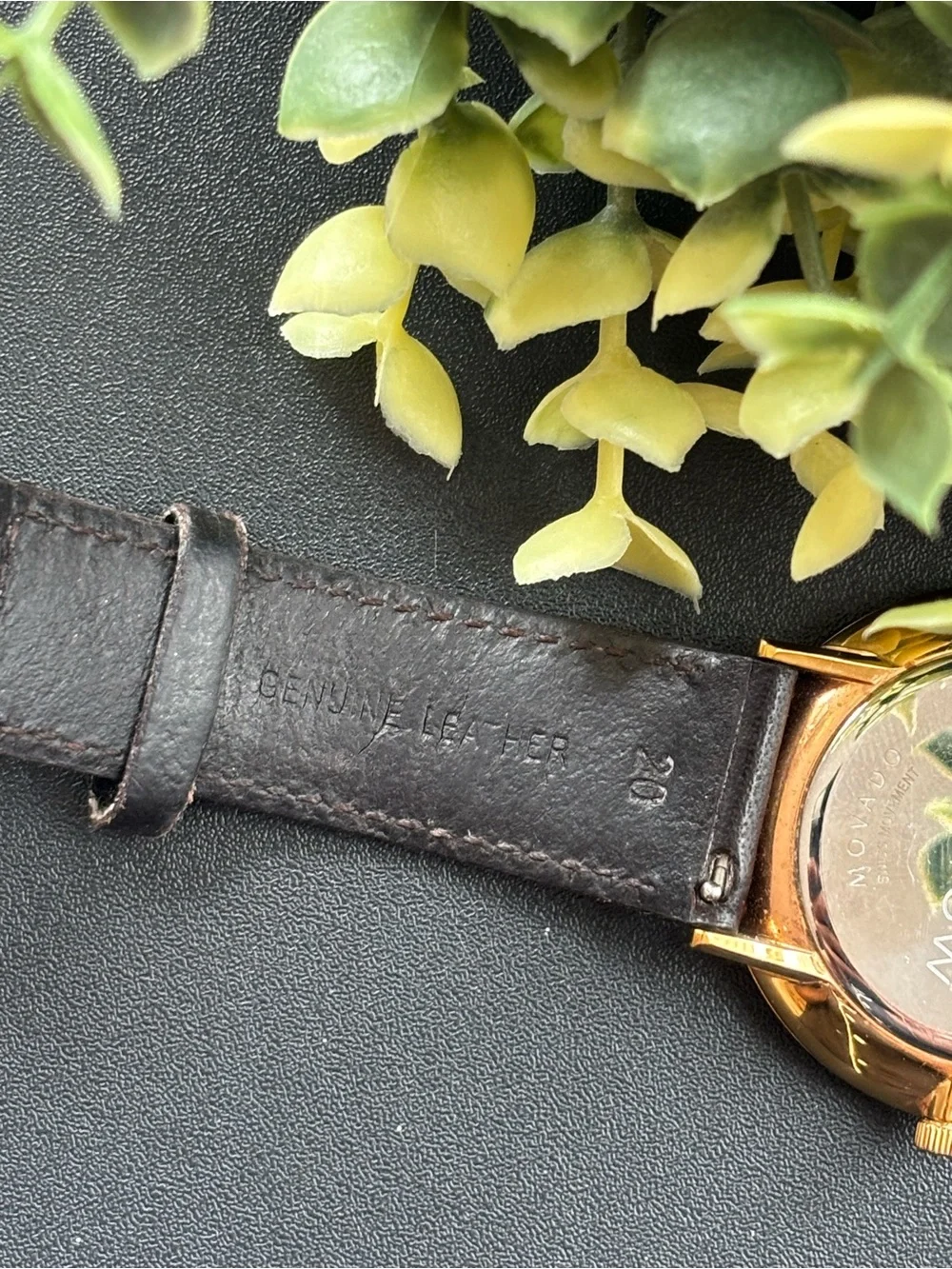 Movado Silhouette Men's Rose Gold Case White Dial Brow Leather Watch